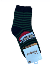 Kidsbella Yeşil Çizgili Noel Baba Çift Taban Çocuk Çorap